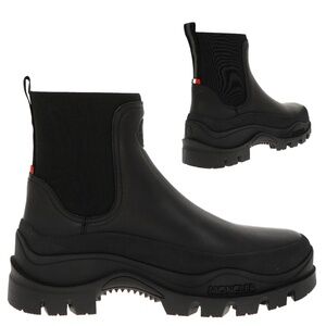 Moncler Larue Chelsea Ankle Boots Black Leather Size 10 US New